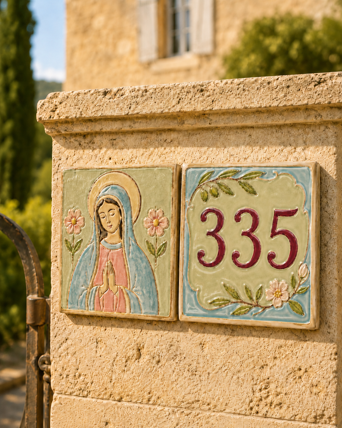 Numéro 45 peint à la main avec motif fleurs