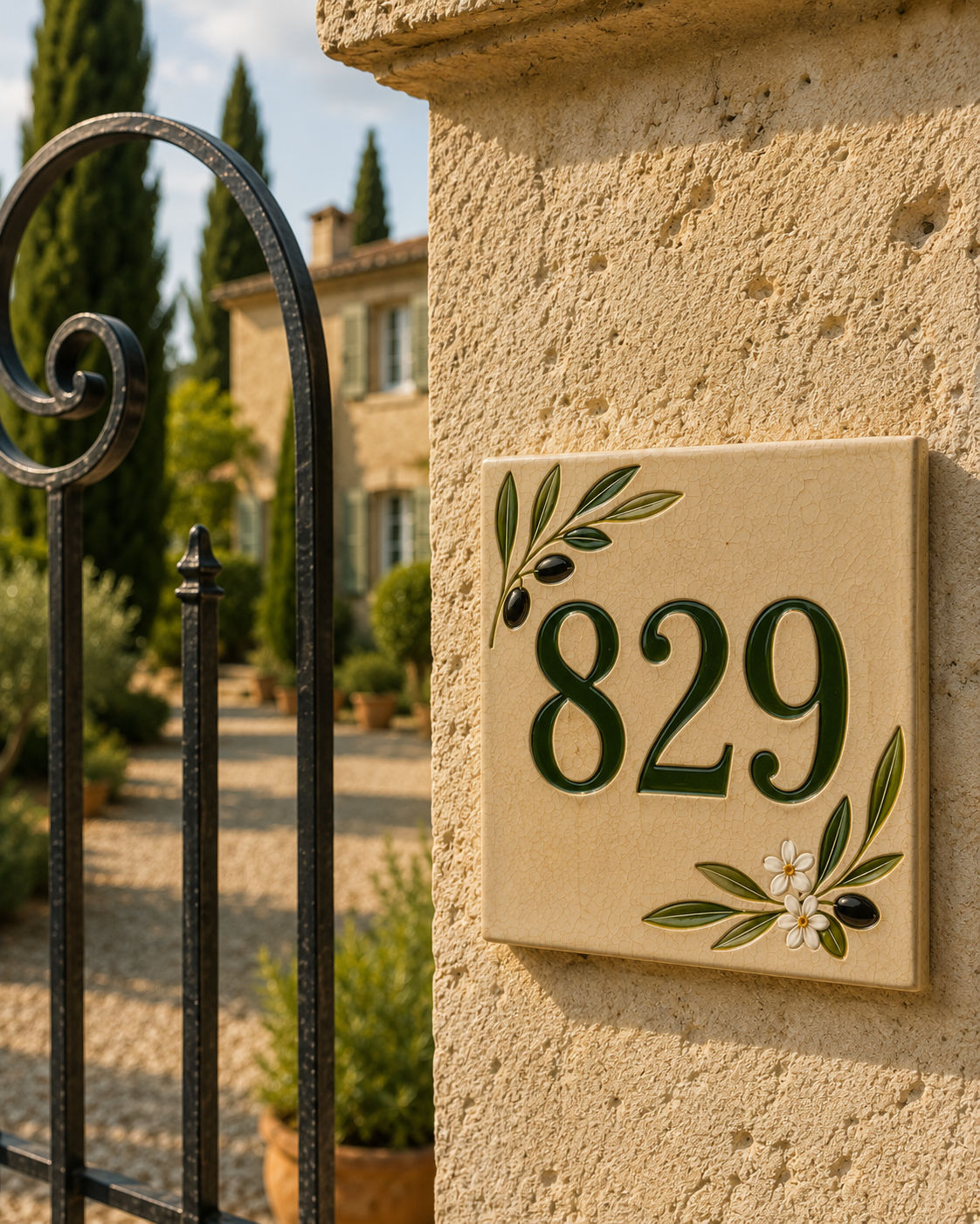 Numéro 57 avec oiseaux et fleurs peints à la main
